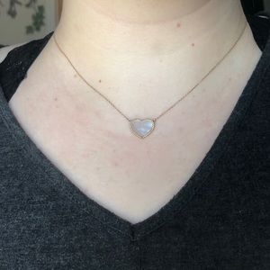 14K Gold and Mother of Pearl Heart Necklace 18’